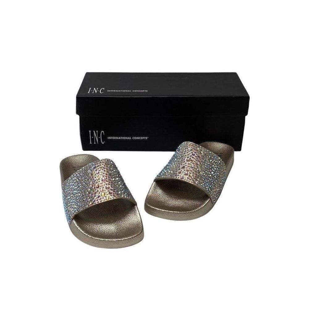 INC Slip-On Slides‎ Sandals 6 Women's Glam Rhinestone Sparkles NEW